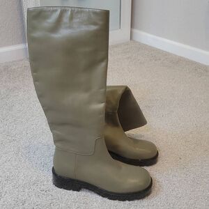 Marc Fisher LTD Phidias Lugsole Boots Olive Leather Size 8